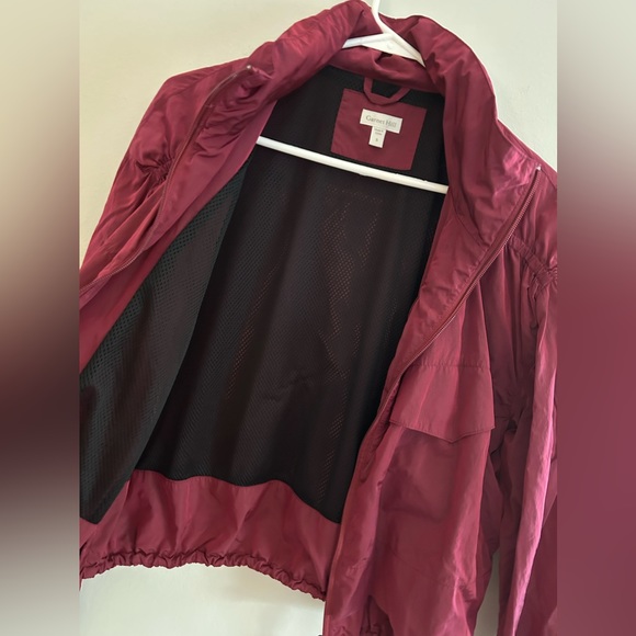 Garnet Hill Any Day Lightweight Jacket Burgundy Windbreaker Hood | Size S - Picture 3 of 10